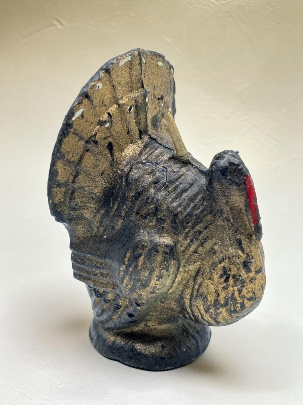 Vintage Gurley Turkey Shaped Candle circa 1950 Rustic Gold & Black Decorative Ac